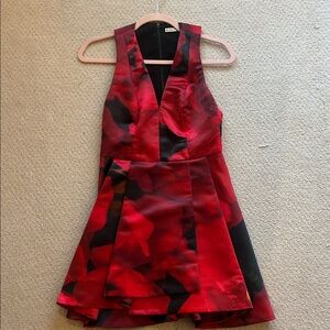 Alice + Olivia Red and Black Floral Dress